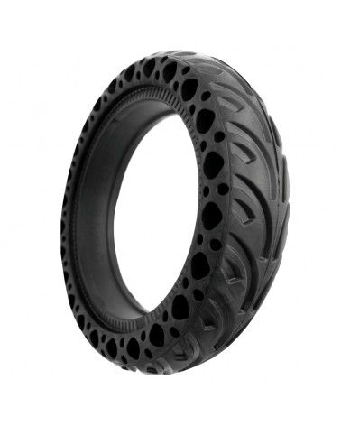Rueda anti pinchazos perforada para patinete eléctrico Xiaomi y modelos similares en color negro.
