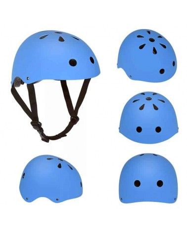 Casco homologado para patinete eléctrico de color azul.