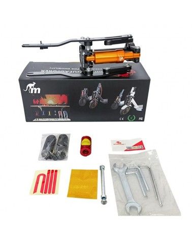 Suspensión Monorim para patinete eléctrico Ninebot Max G30 en color dorado y negro.